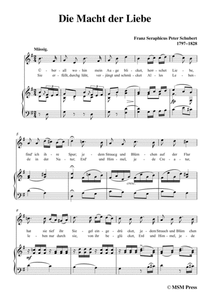 Schubert-Die Macht der Liebe,in G Major,for Voice&Piano image number null