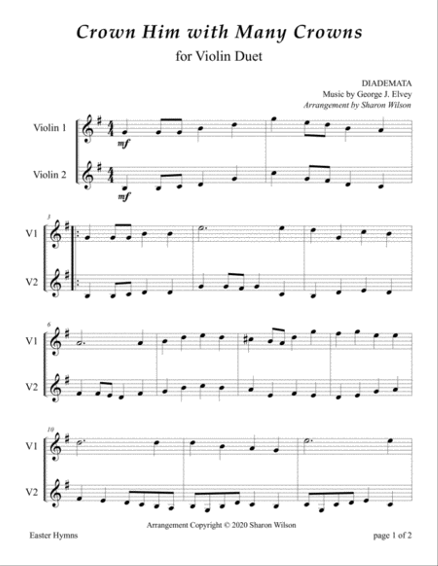 Crown Him with Many Crowns (for Violin Duet) String Duet scores gallery preview page 3