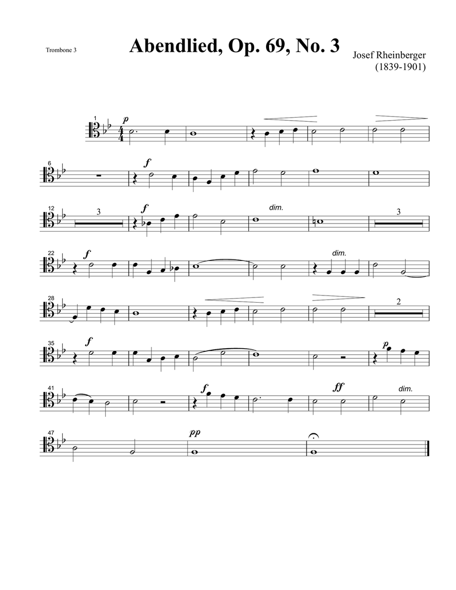 Abendlied by Josef Rheinberger Small Ensemble scores gallery preview page 3