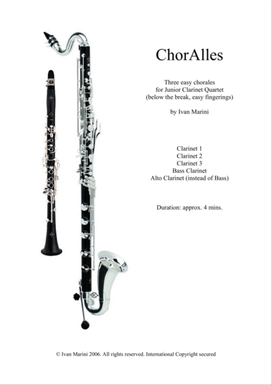 ChorAlles - Easy Chorales for Clarinet Quartet Clarinet Quartet scores gallery preview page 1
