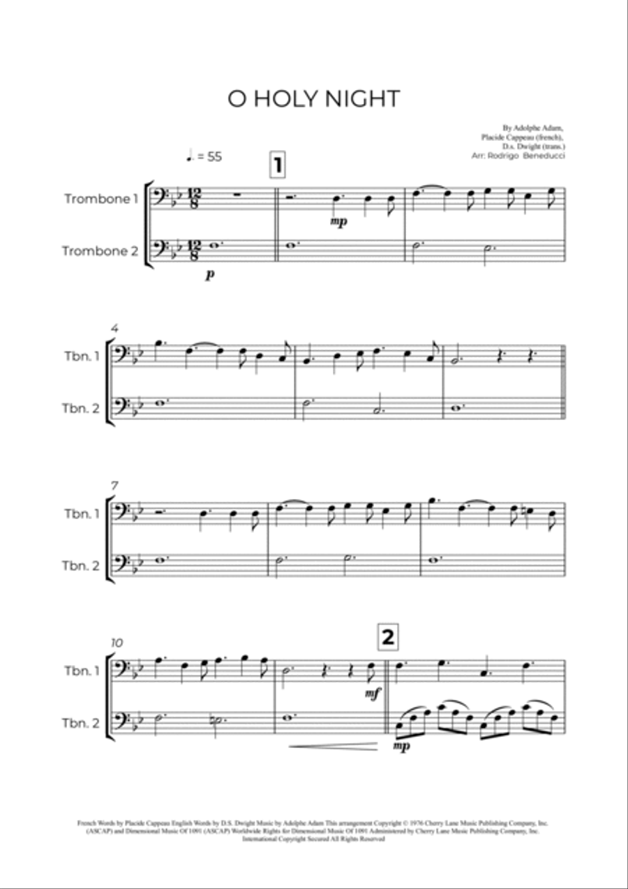 O Holy Night Trombone Duet scores gallery preview page 2