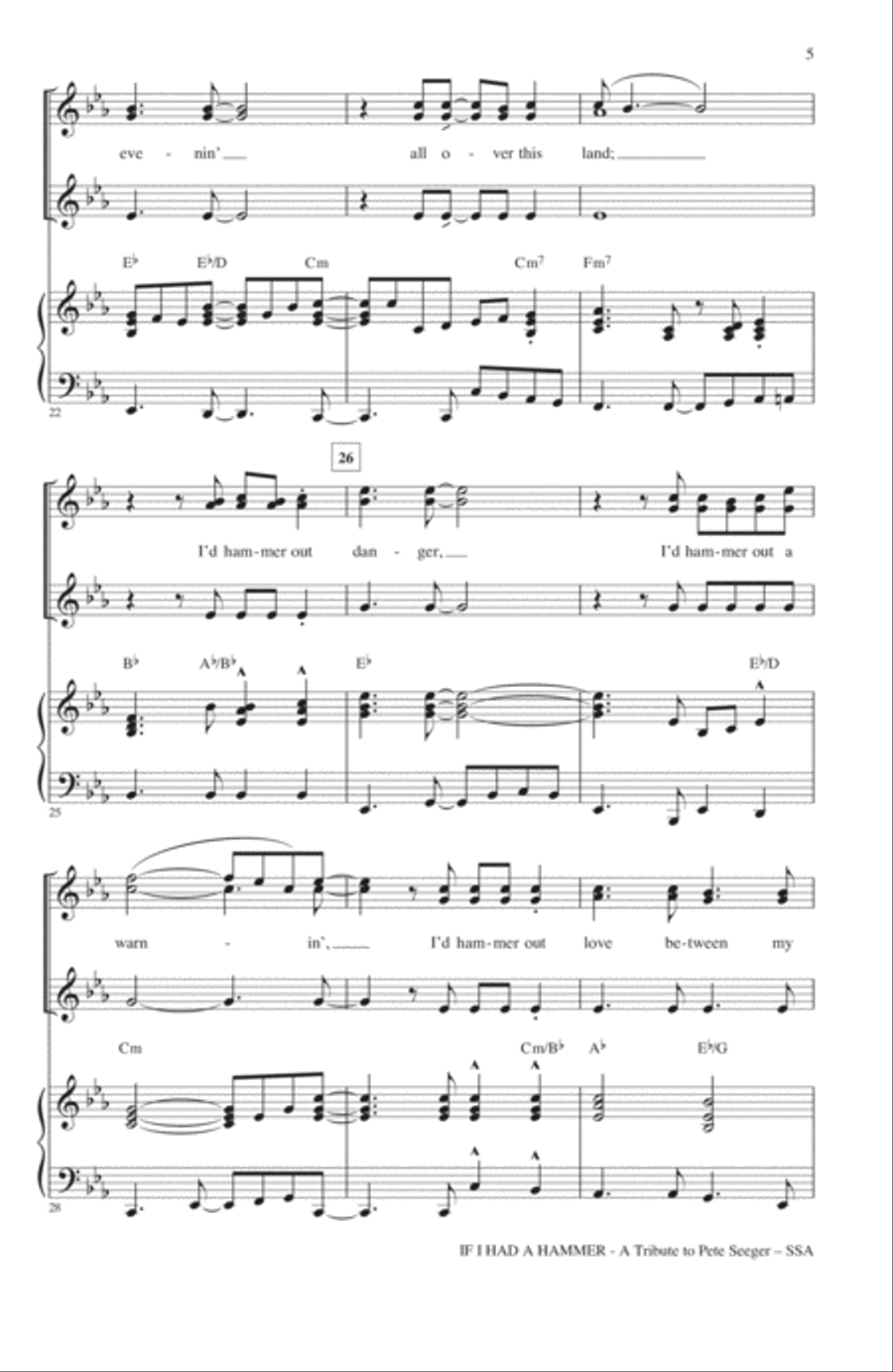 If I Had A Hammer (The Hammer Song) SSA scores gallery preview page 4