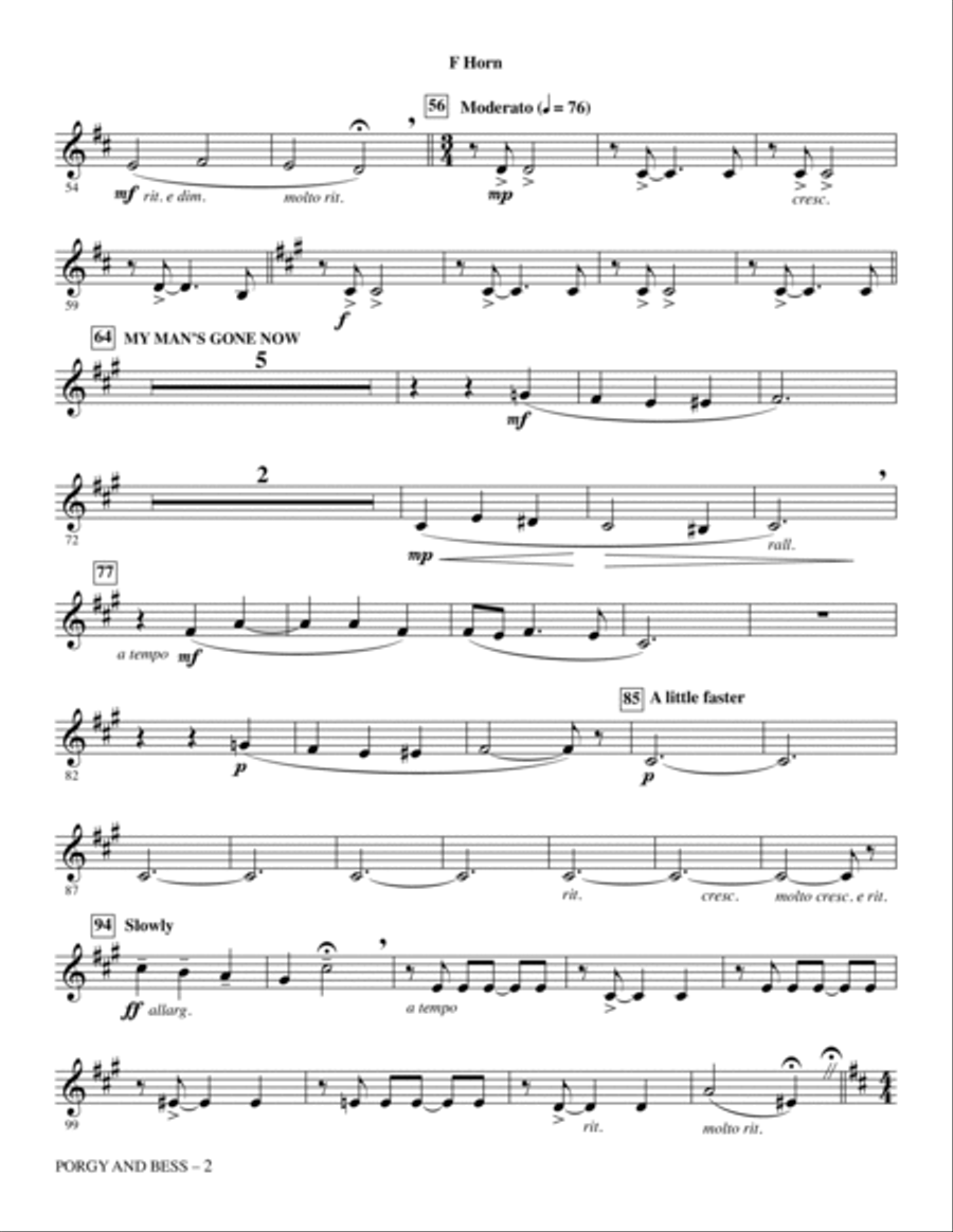 Porgy and Bess (Medley) - F Horn Choir scores gallery preview page 2