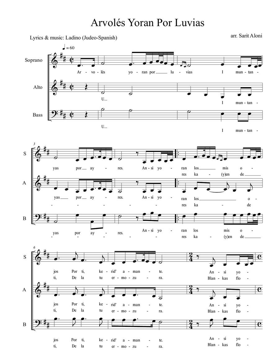 Arvolés Yoran Por Luvias 3-Part scores gallery preview page 1