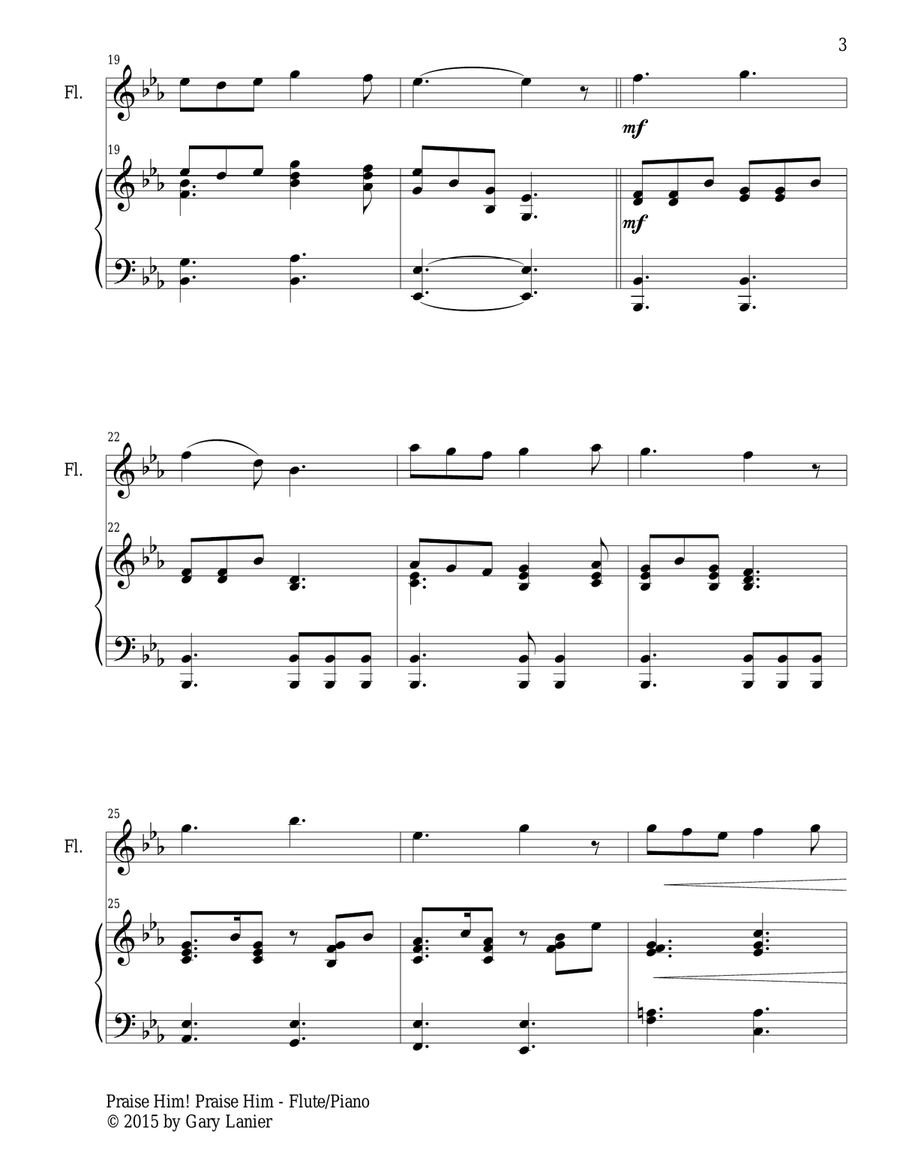 PRAISE HIM! PRAISE HIM! (Duet – Flute and Piano/Score and Parts) Woodwind Duet scores gallery preview page 4