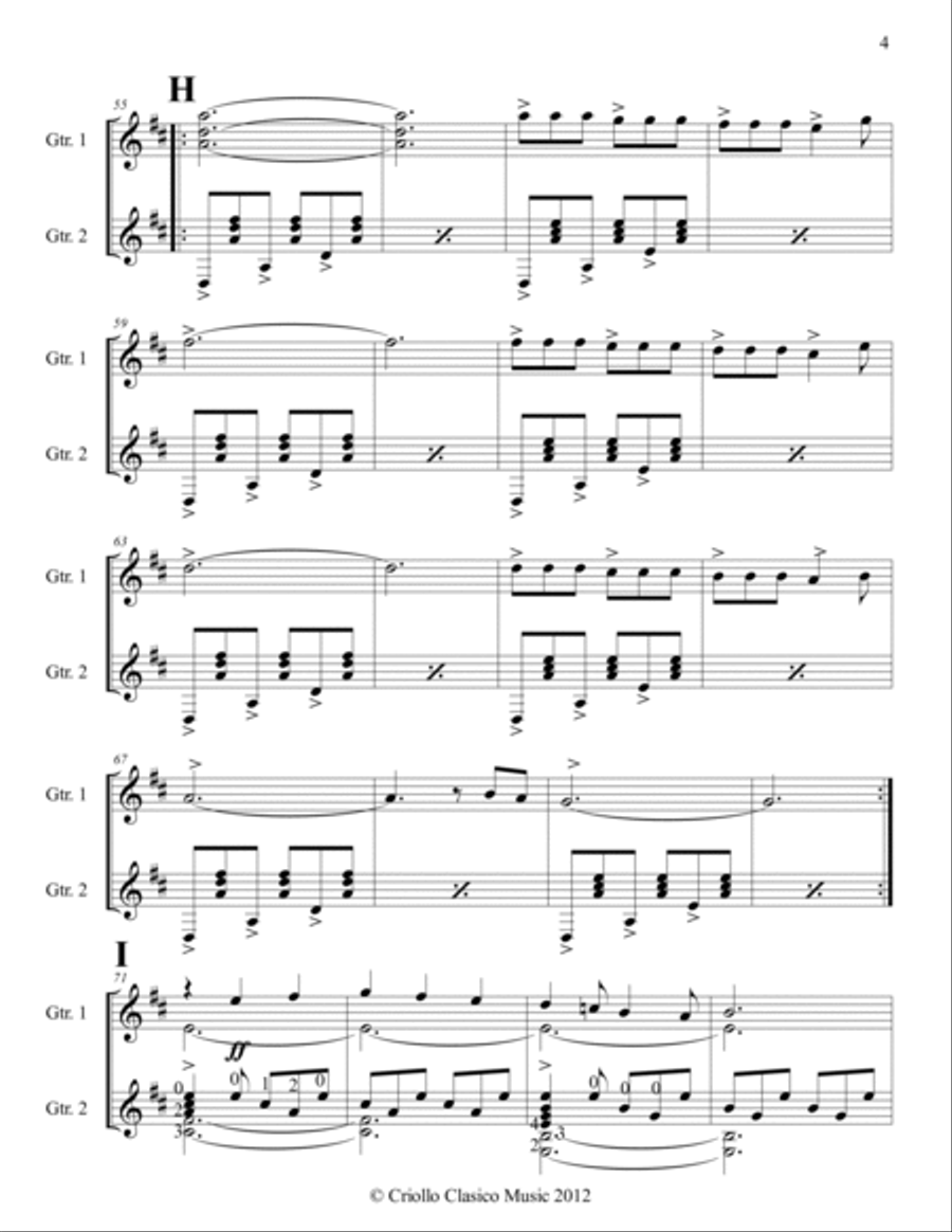 Suite Verde is a Latin American Duet composition for Flute and Guitar (or Cuatro and Guitar ) Small Ensemble scores gallery preview page 4