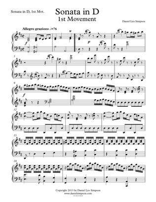 Sonata in D for Piano Solo - 1st Mvt.