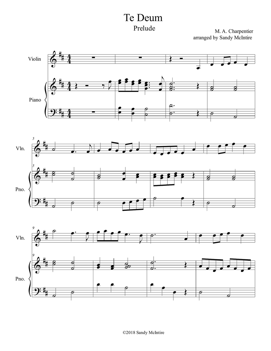 Te Deum Te Deum Violin Solo scores gallery preview page 1