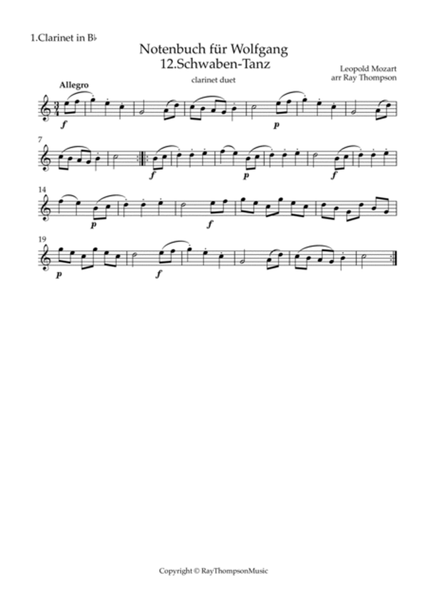 Mozart (Leopold): Notenbuch für Wolfgang (Notebook for Wolfgang) 12. Schwaben- Tanz - clarinet duet image number null