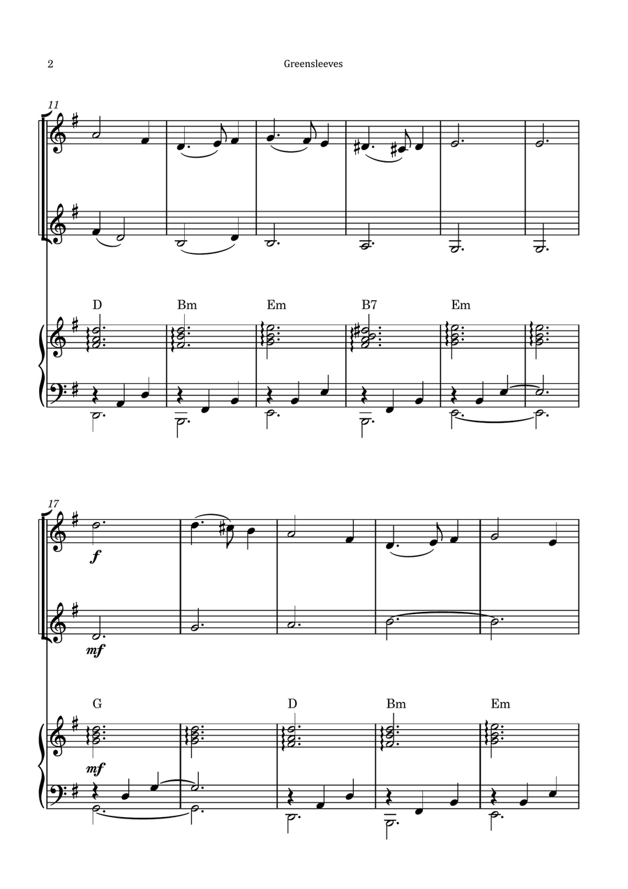 Greensleeves Greensleeves String Duet scores gallery preview page 2