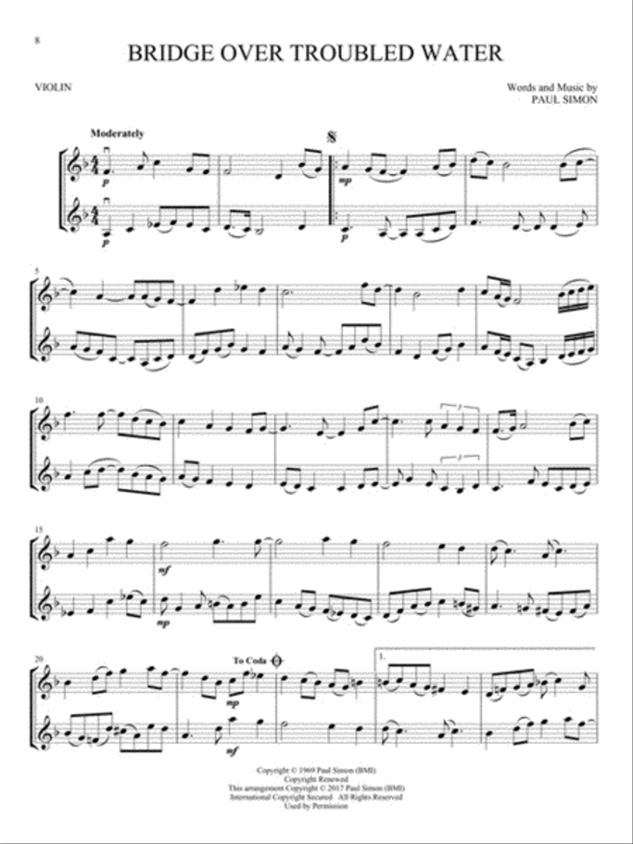 All-Time Popular Songs for Violin Duet String Duet scores gallery preview page 7