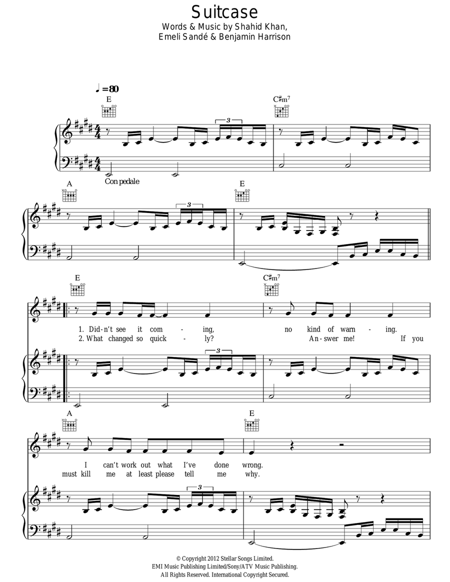 Suitcase Piano, Vocal, Guitar scores gallery preview page 1