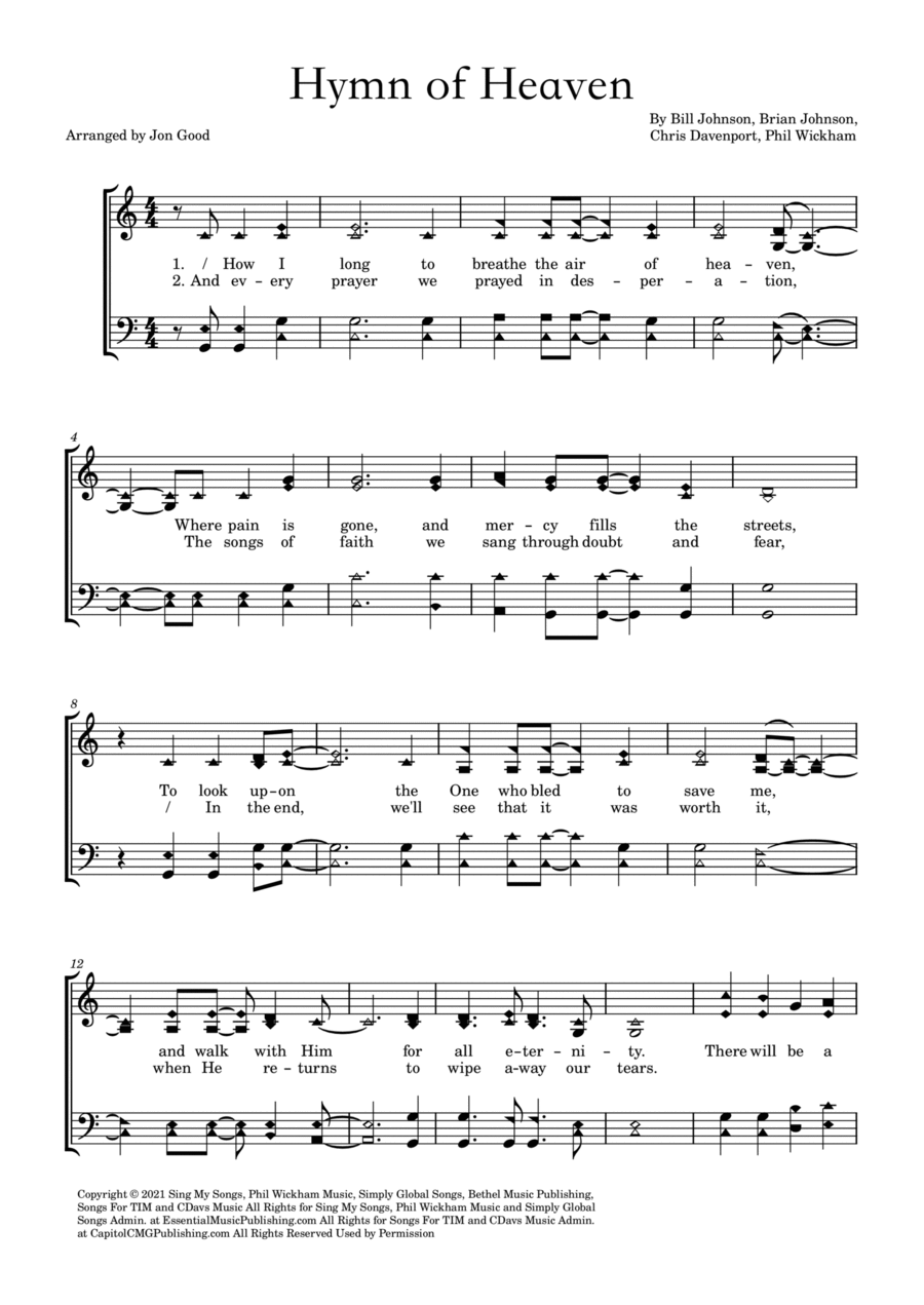 Hymn Of Heaven 4-Part scores gallery preview page 1