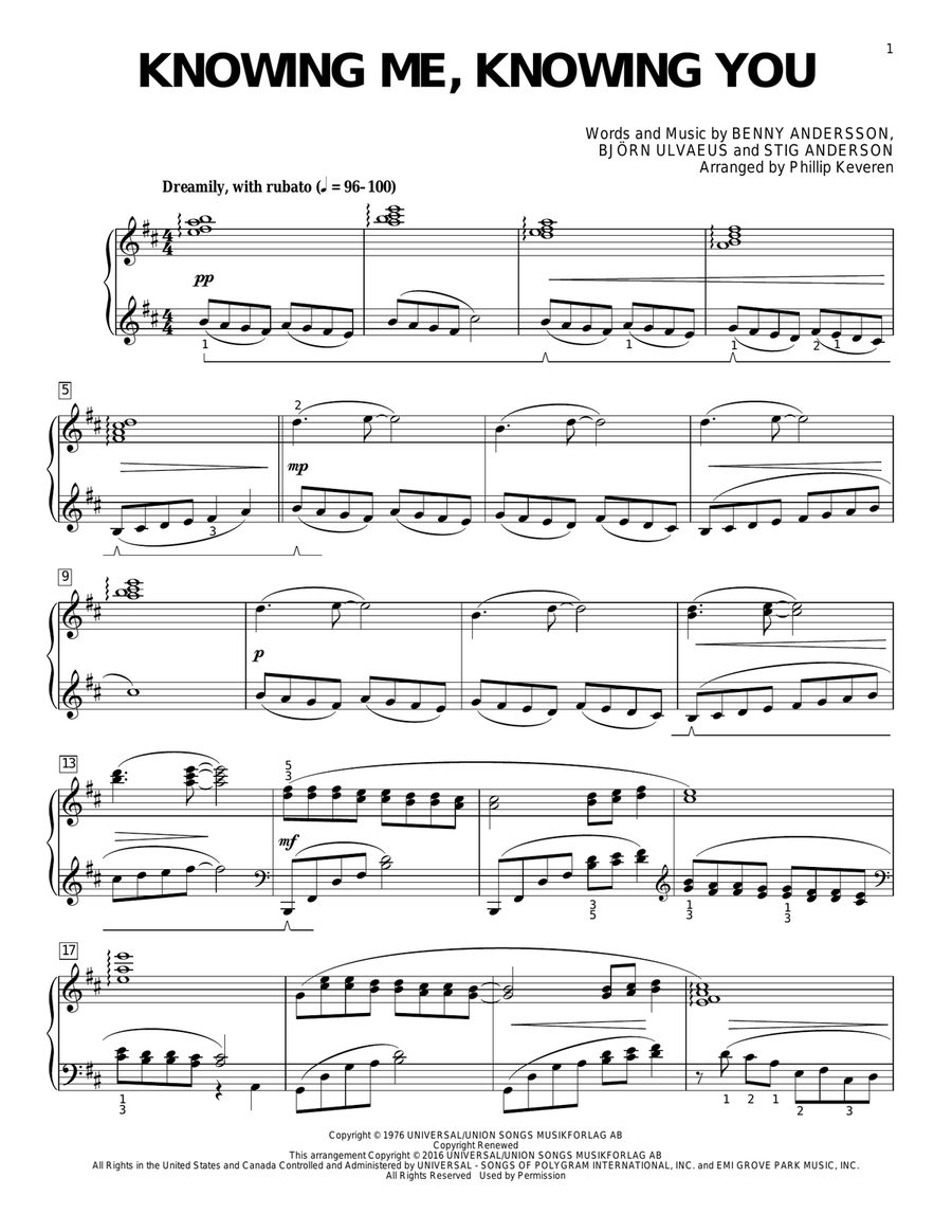 Knowing Me, Knowing You (arr. Phillip Keveren) Piano Solo scores gallery preview page 1