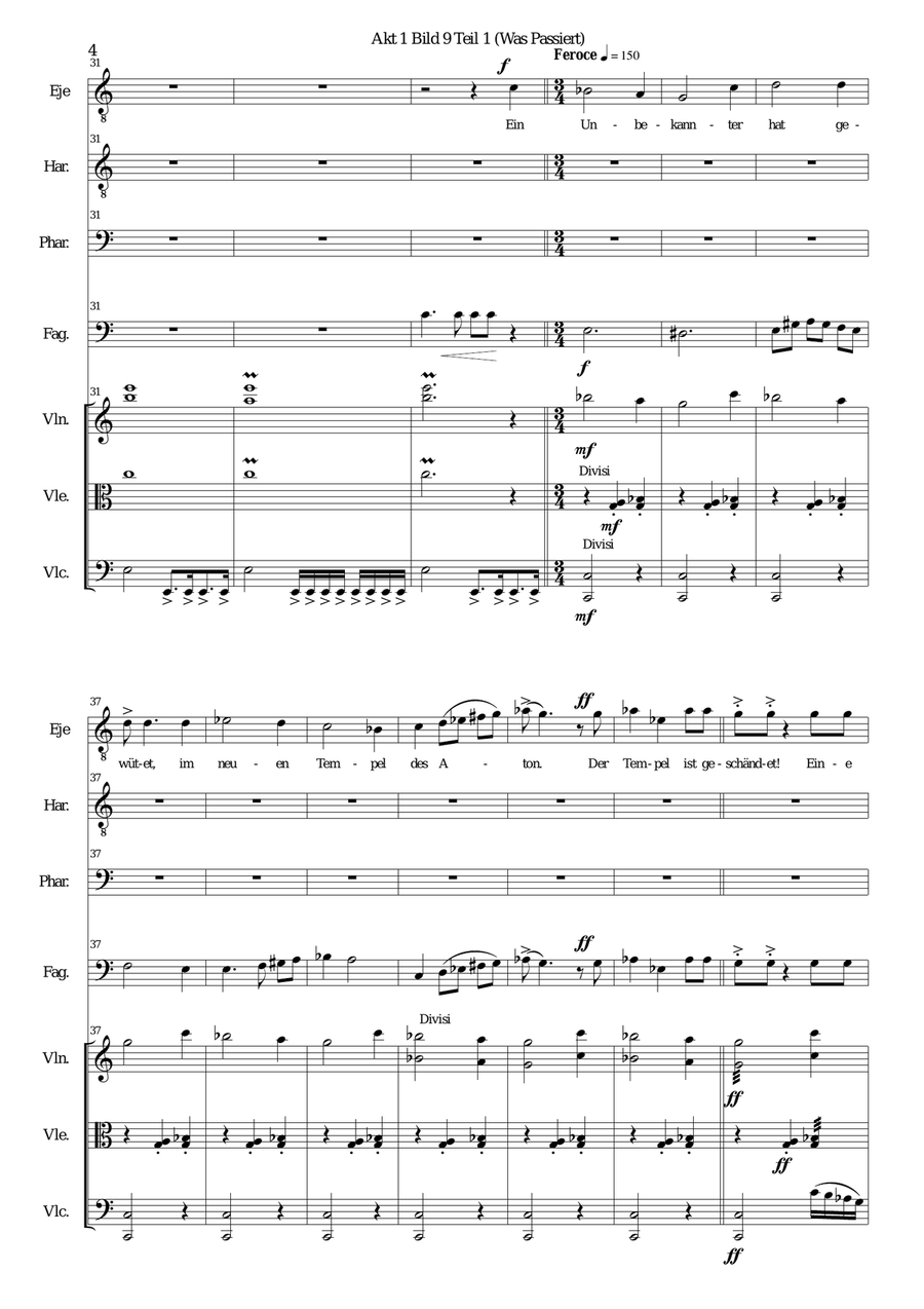 ATON part 12-Was passiert - 2 tenor voices, 1 bass voice, bassoon, strings Tenor Voice scores gallery preview page 4
