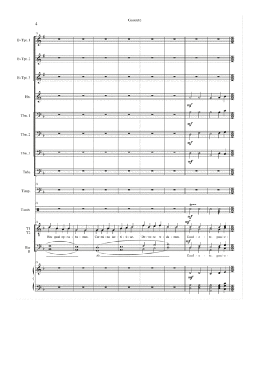 Gaudete TTBB Brass Accompaniment Score and Parts TTBB scores gallery preview page 6