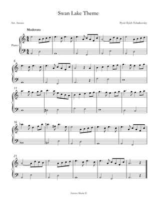 swan lake theme easy piano a minor sheet music