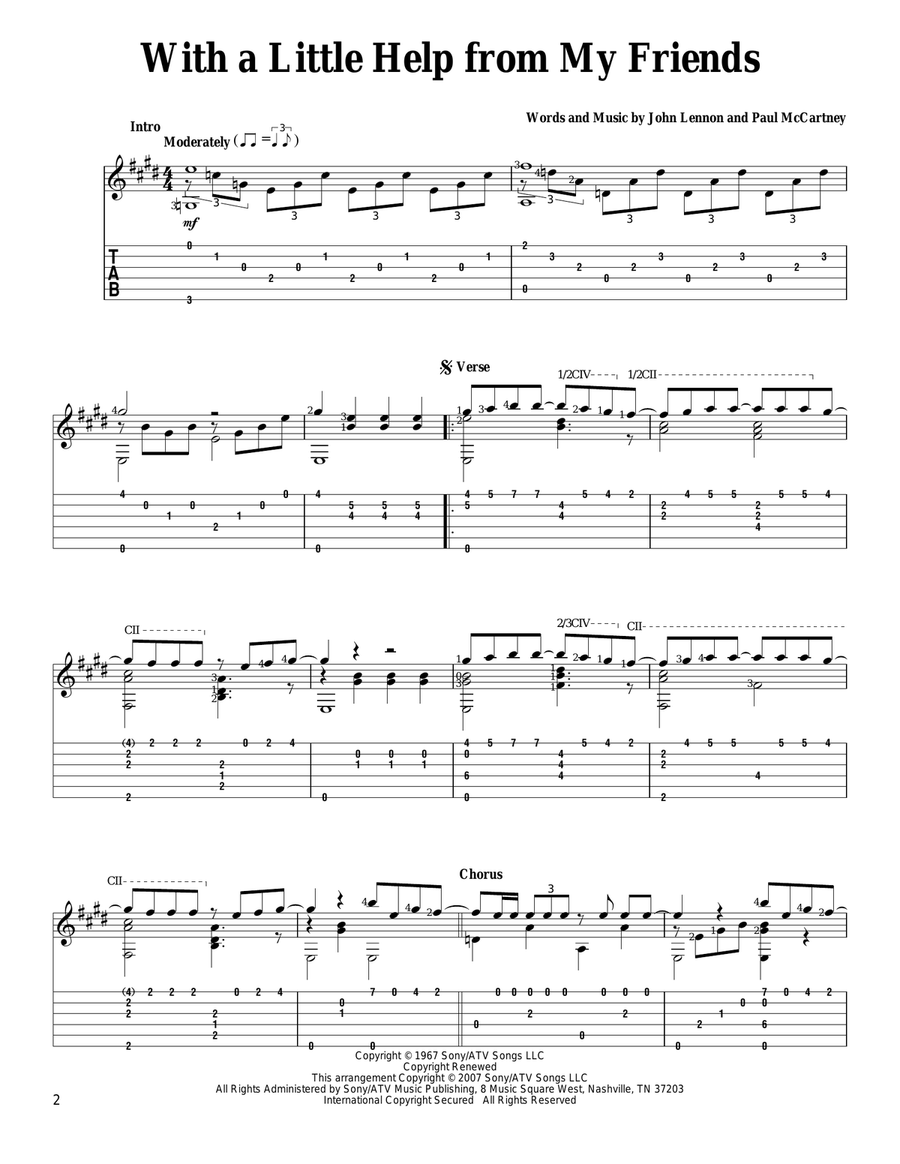 With A Little Help From My Friends Acoustic Guitar scores gallery preview page 1