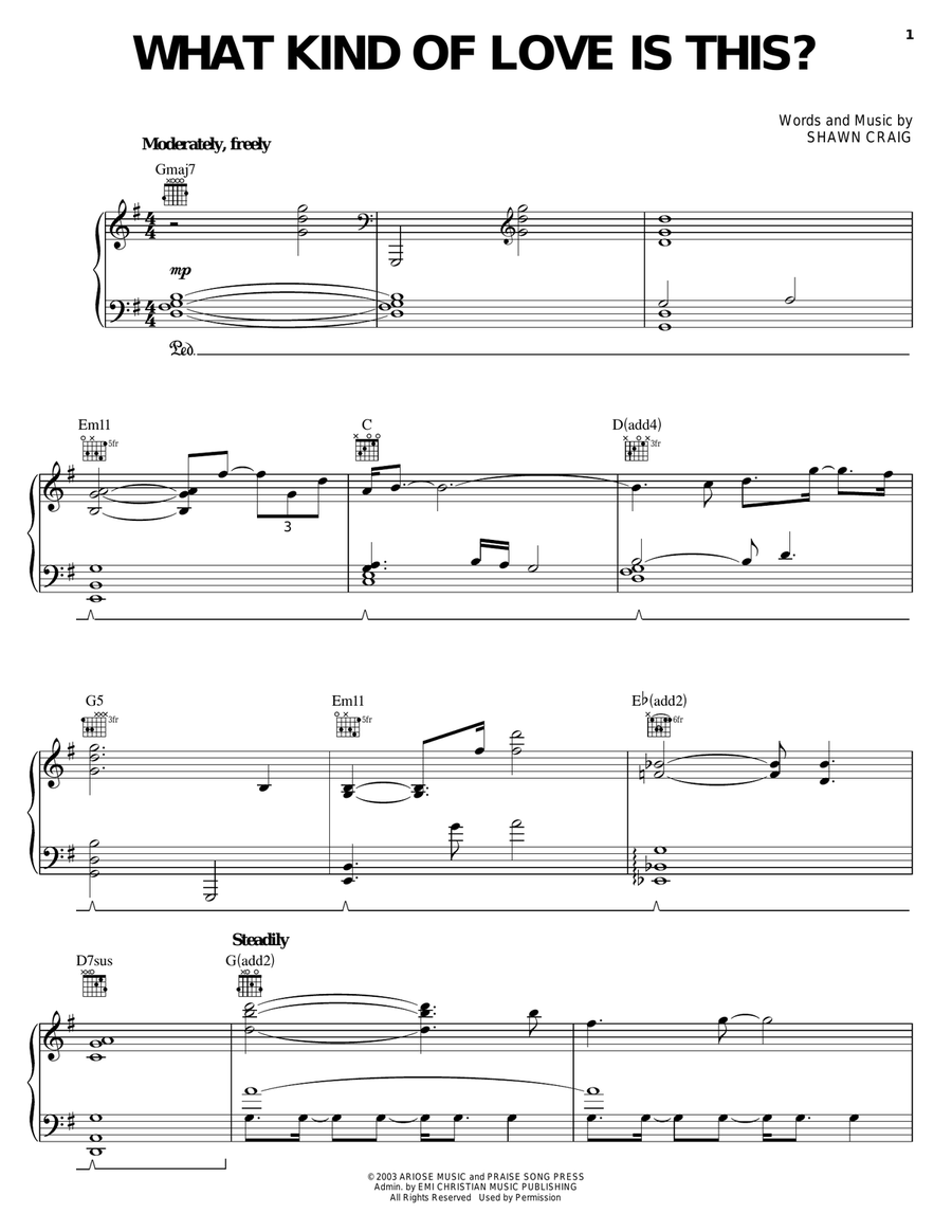 What Kind Of Love Is This Piano, Vocal, Guitar scores gallery preview page 1