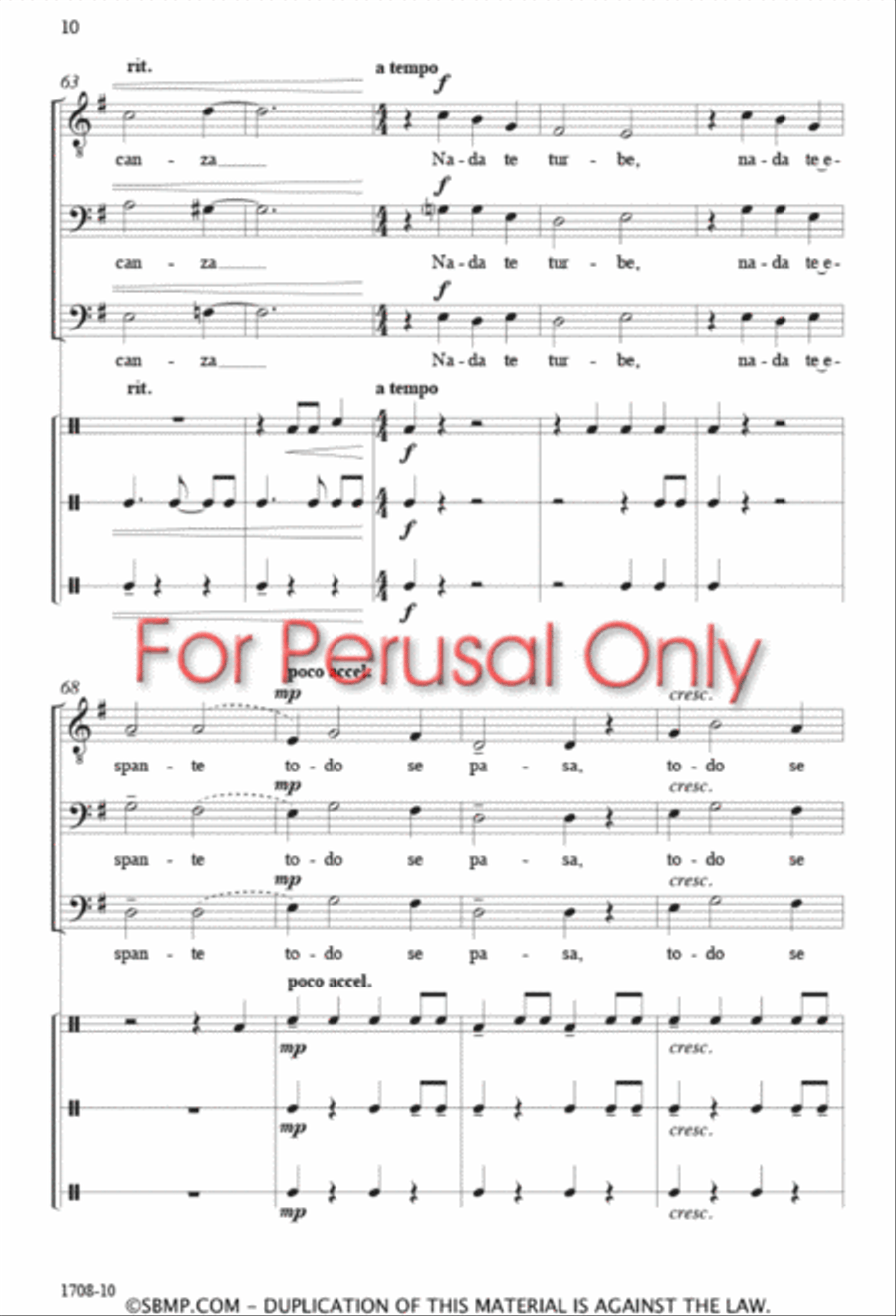 Nada Te Turbe - TBB 3-Part scores gallery preview page 9