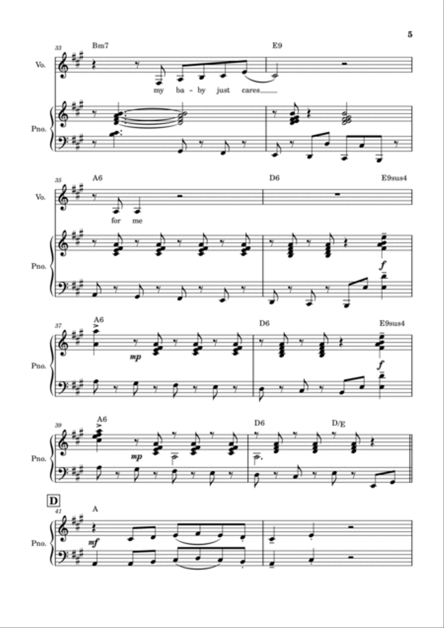 My Baby Just Cares For Me Voice scores gallery preview page 5