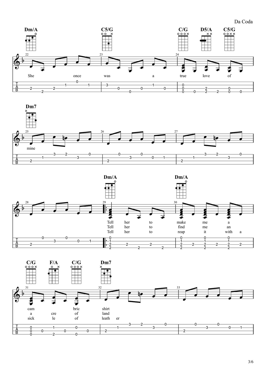 Scarborough Fair/canticle Ukulele scores gallery preview page 3