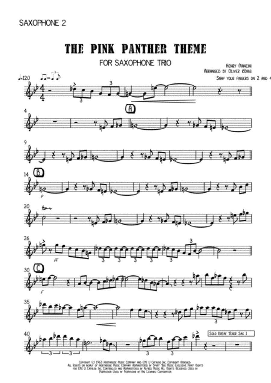 The Pink Panther from THE PINK PANTHER Woodwind Trio scores gallery preview page 4