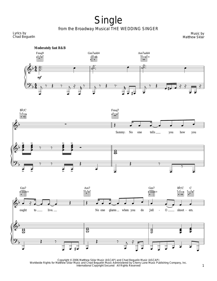 Single Piano, Vocal, Guitar scores gallery preview page 1