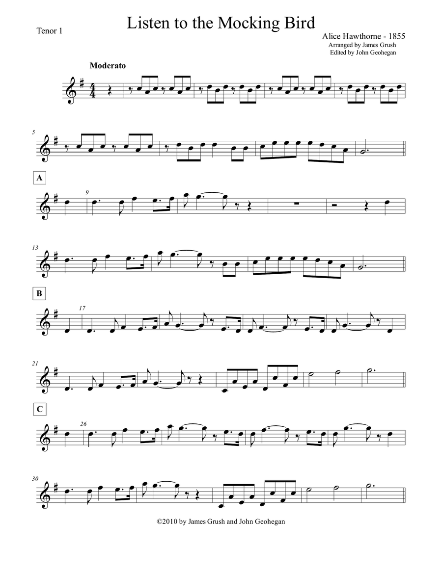 Listen to the Mocking Bird for Recorder Sextet Recorder scores gallery preview page 5