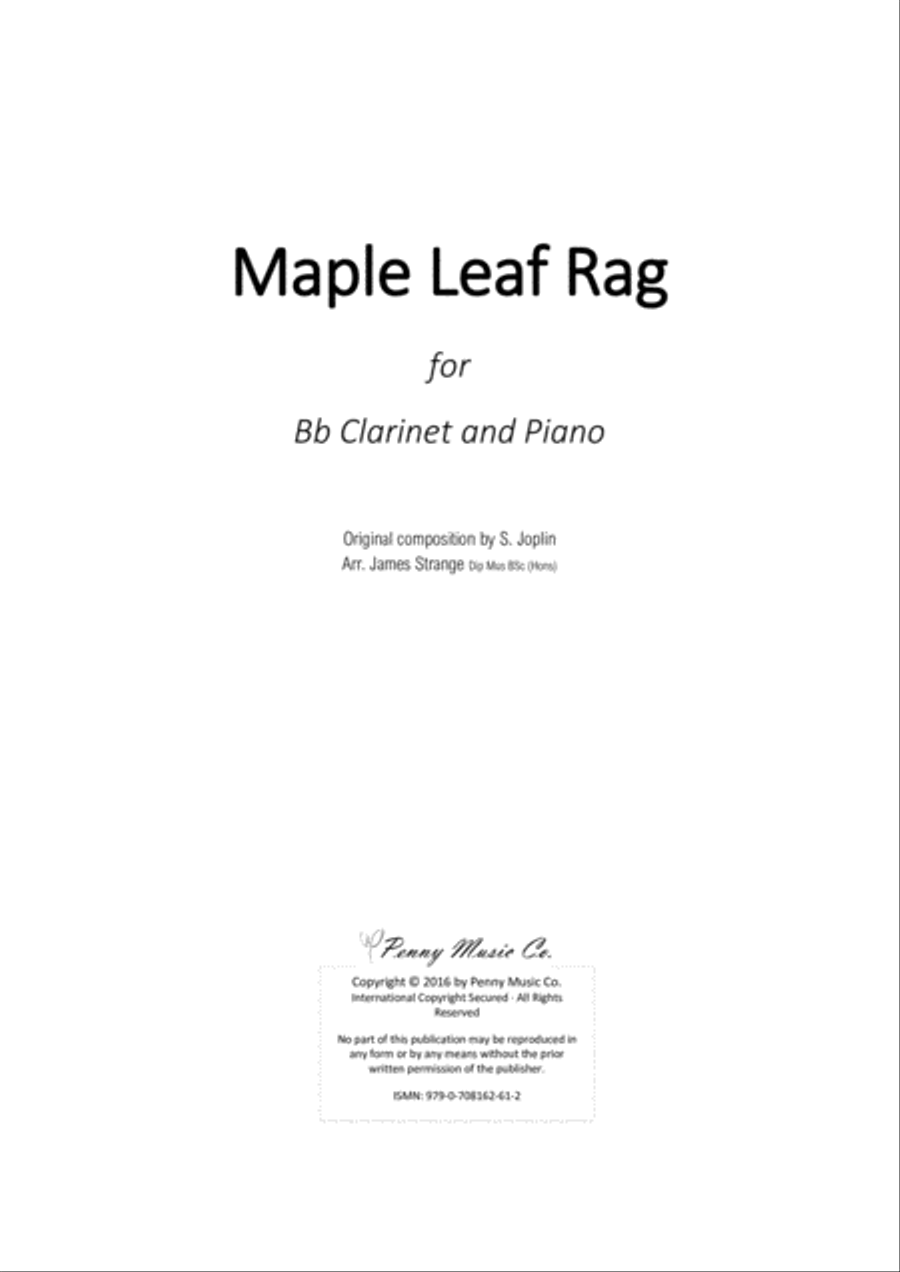 Maple Leaf Rag (for Clarinet and Piano) Clarinet Solo scores gallery preview page 3