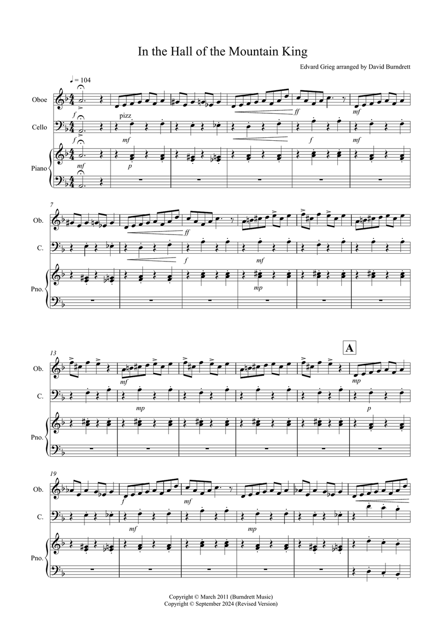 In the Hall of the Mountain King for Oboe and Cello Duet Oboe scores gallery preview page 1