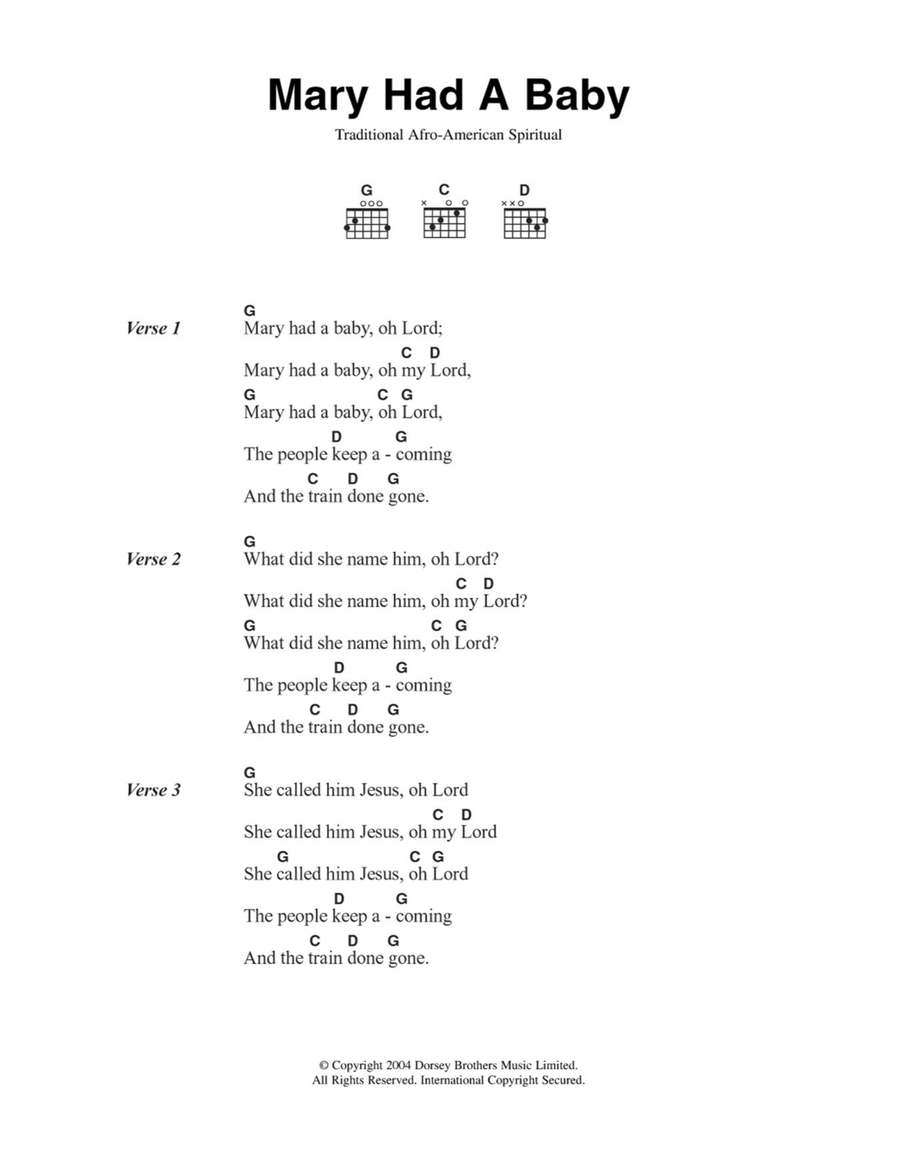 Mary Had A Baby Mary Had A Baby Easy Guitar scores gallery preview page 1