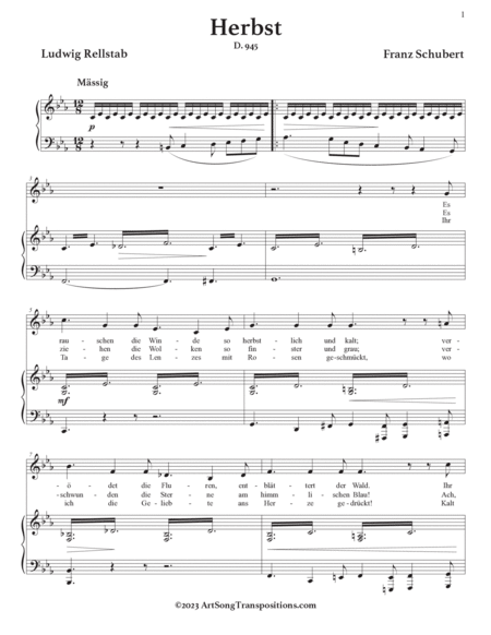 SCHUBERT: Herbst, D. 945 (transposed to C minor)
