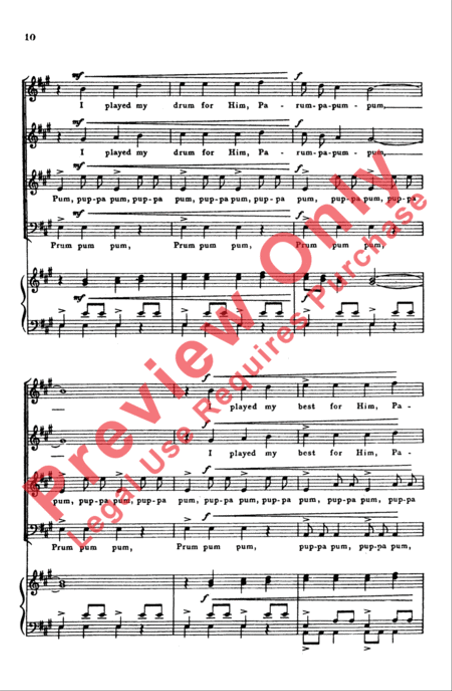 The Little Drummer Boy 4-Part scores gallery preview page 10