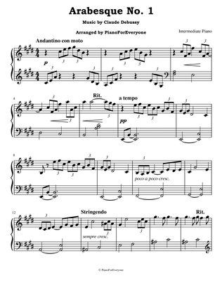 Book cover for Arabesque No. 1 - Debussy (Intermediate Piano)