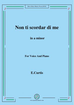 Book cover for De Curtis-Non ti scordar di me in a minor