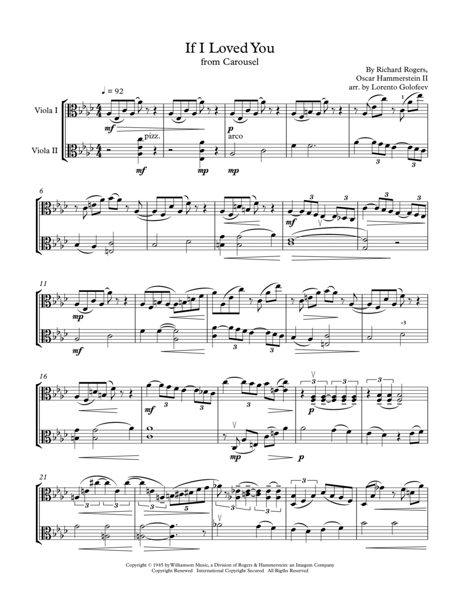 If I Loved You String Duet scores gallery preview page 1