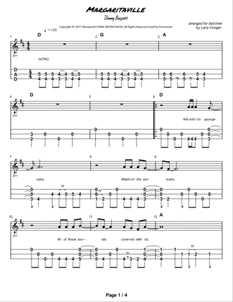 Margaritaville Dulcimer scores gallery preview page 2