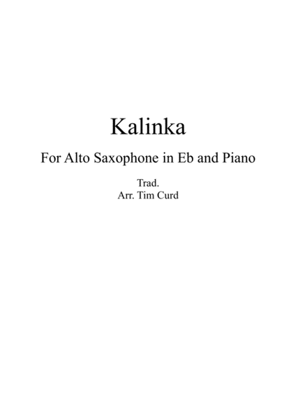 Kalinka for Solo Alto Saxophone and Piano image number null