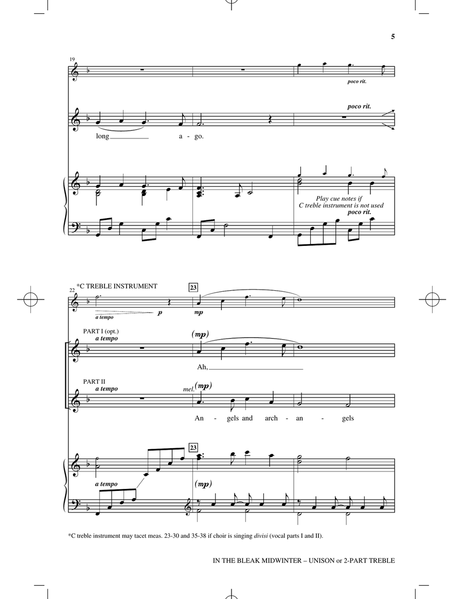 In The Bleak Midwinter Unison Choir scores gallery preview page 4