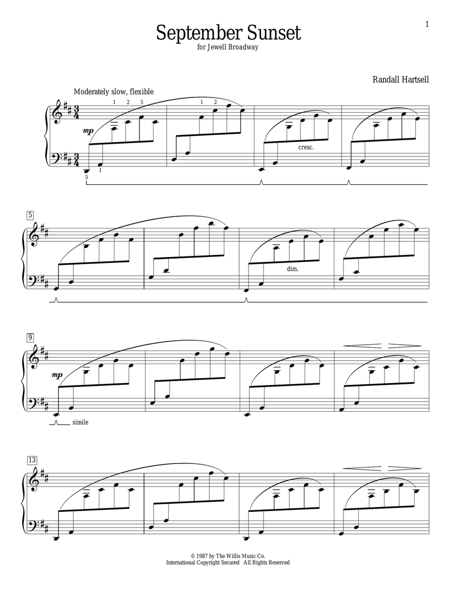September Sunset Piano Method scores gallery preview page 1