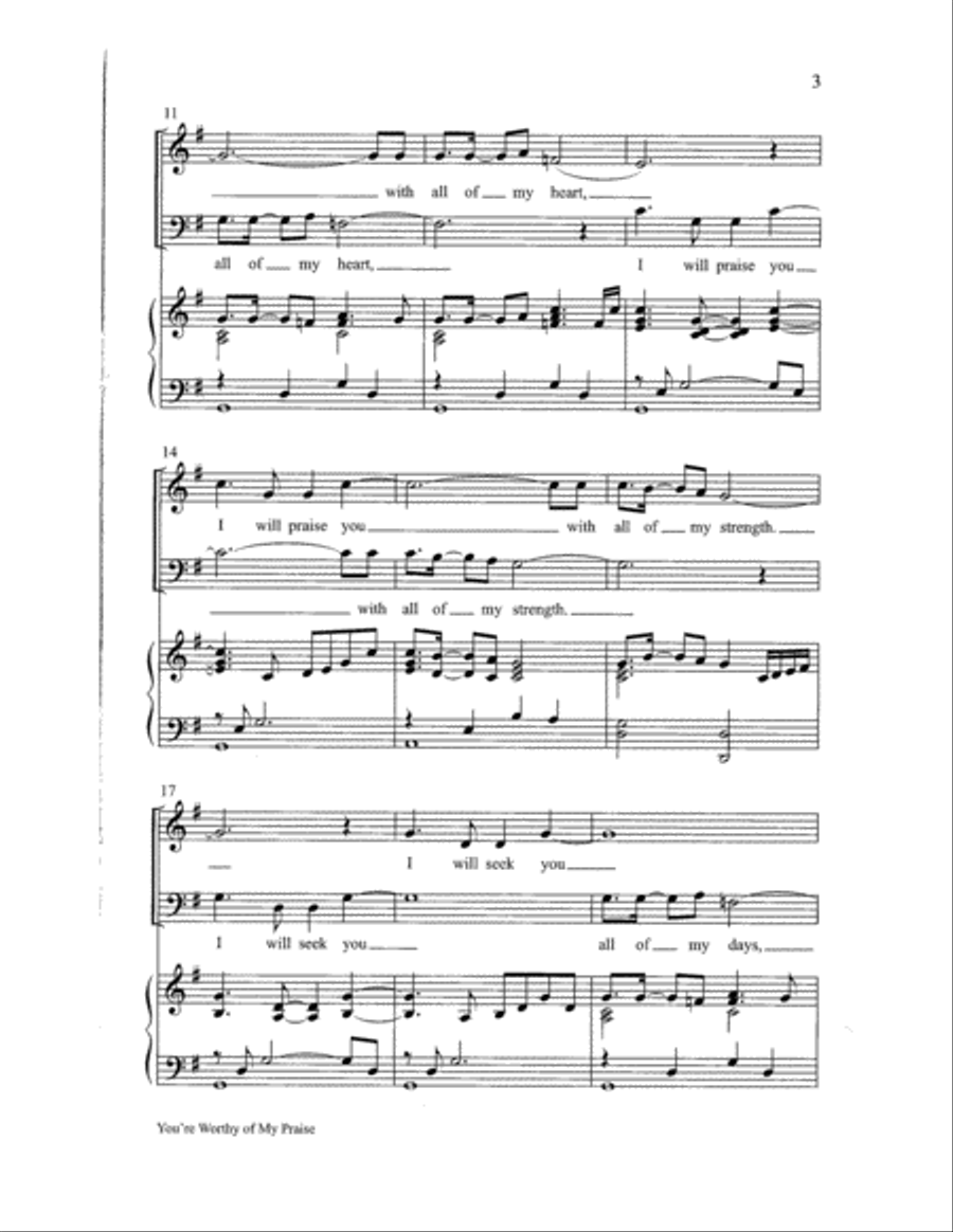 You're Worthy of My Praise with O Worship the King 4-Part scores gallery preview page 3