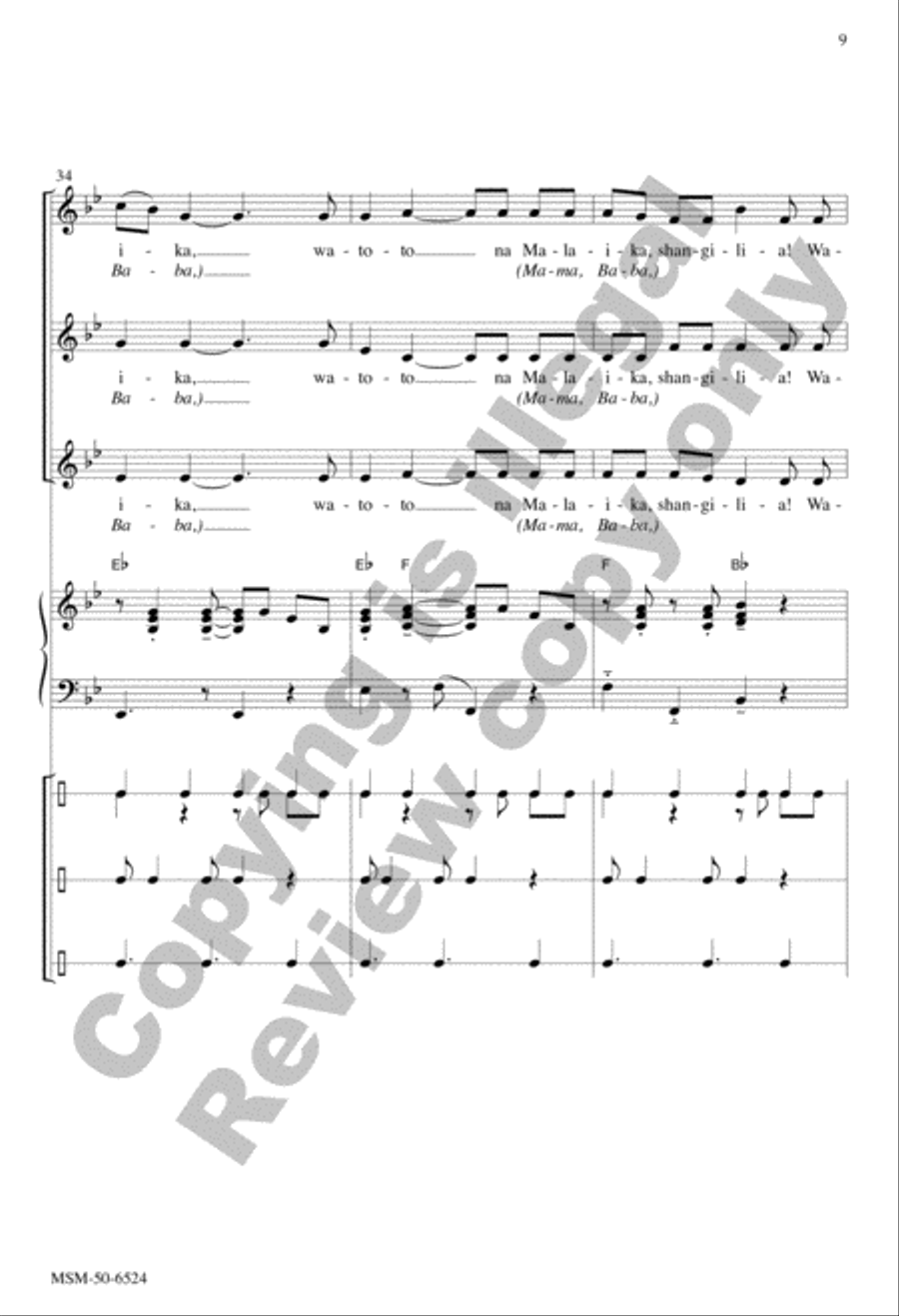 Watoto na Malaika (Children and Angels, Rejoice) SSA scores gallery preview page 9