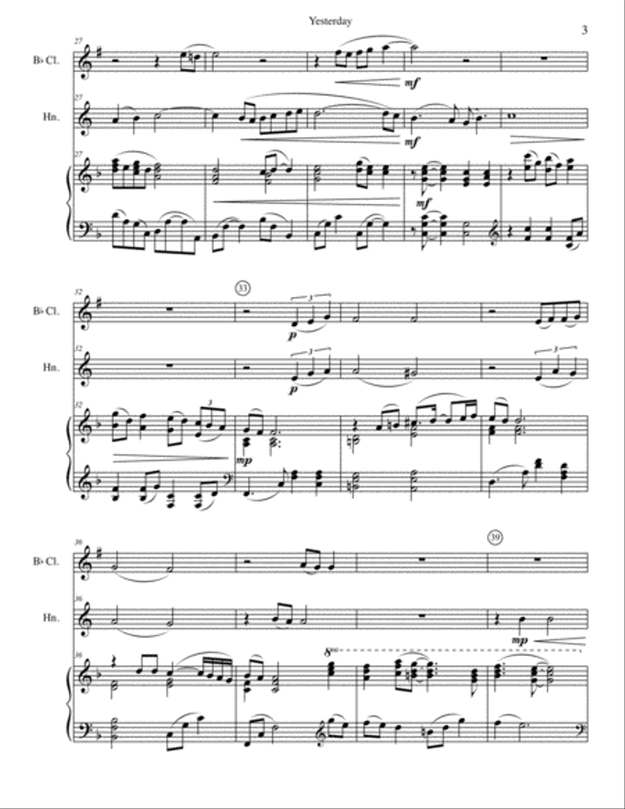Yesterday Yesterday Woodwind Duet scores gallery preview page 3