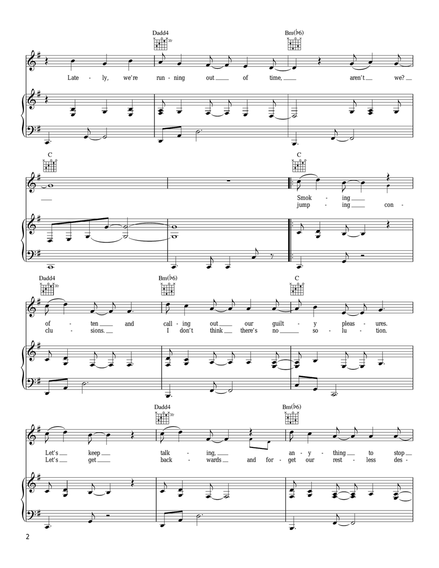 Clockwatching Piano, Vocal, Guitar scores gallery preview page 2