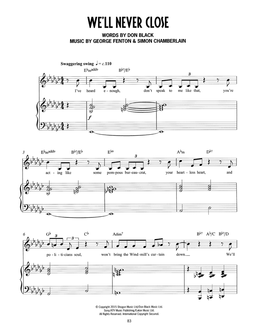 We'll Never Close (from Mrs Henderson Presents) Voice scores gallery preview page 1