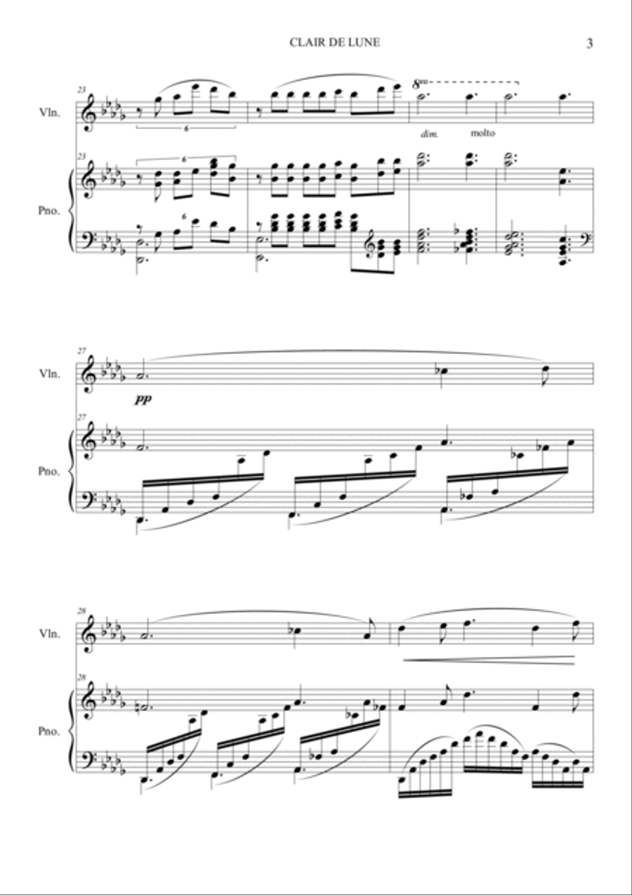 Clair de Lune Clair de Lune Violin Solo scores gallery preview page 3