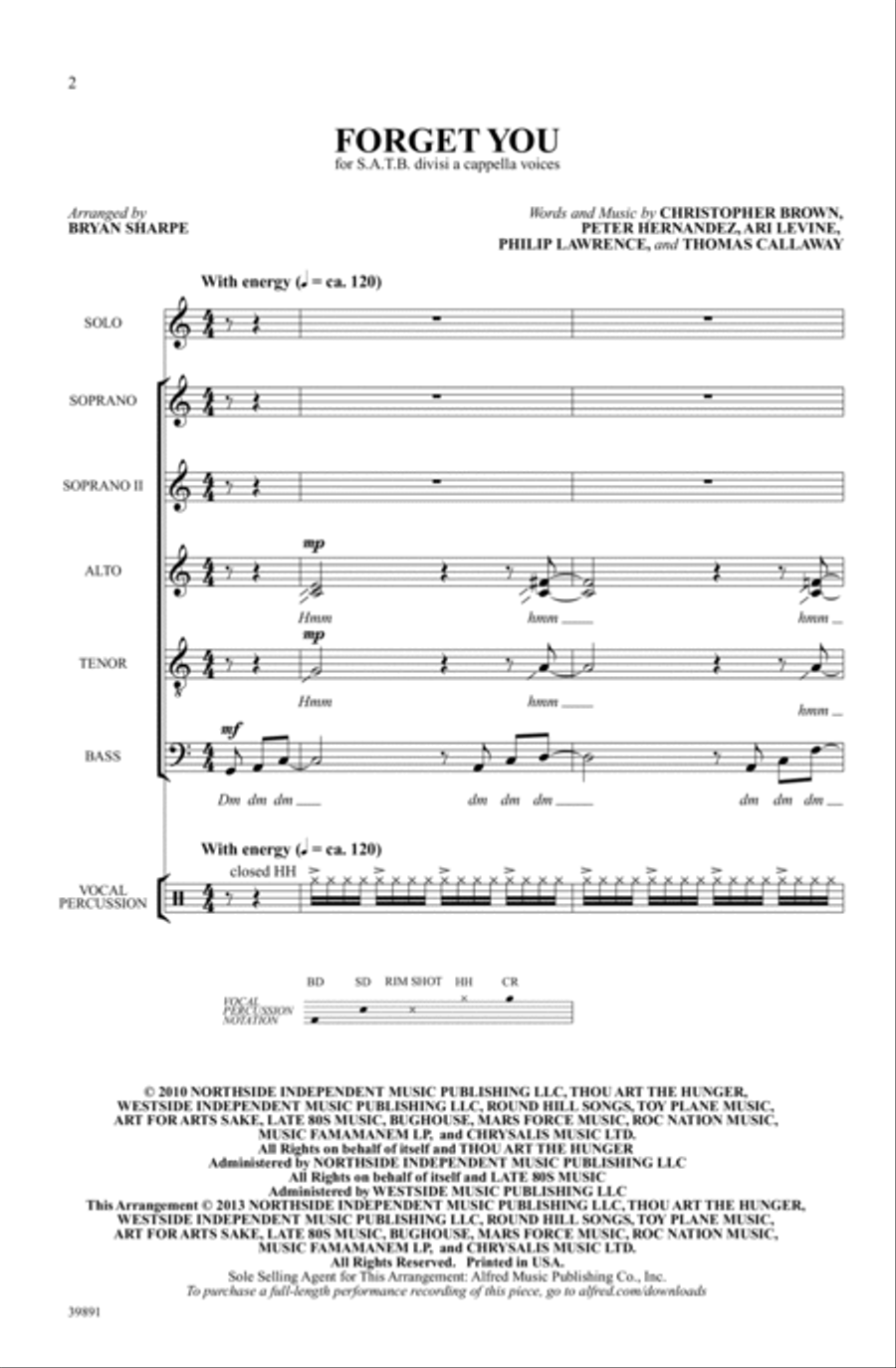 Forget You A Cappella scores gallery preview page 1