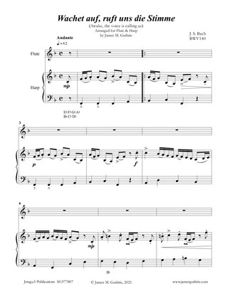 BACH: Wachet Auf BWV 140 for Flute & Harp