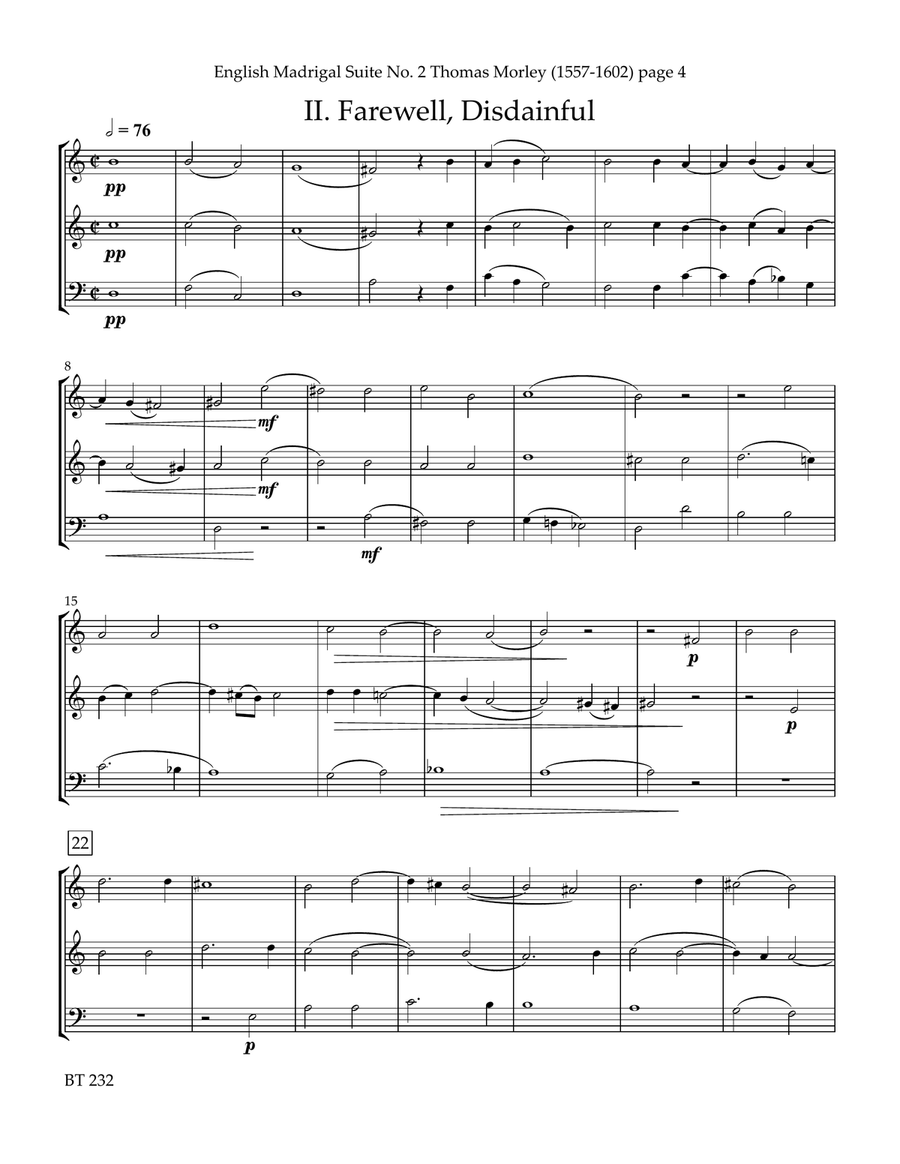 English Madrigal Suite No. 2 for Brass Trio Choir scores gallery preview page 4